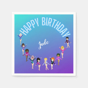 Gymnastics Friends "Happy Birthday" Turquoise   Napkins