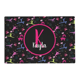 Gymnastics Fun Print Monogrammed Placemat