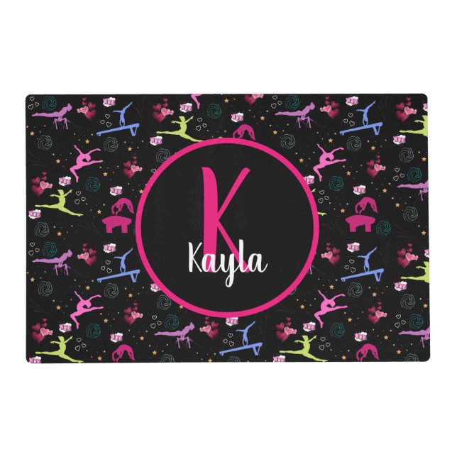 Gymnastics Fun Print Monogrammed  Placemat (Front)