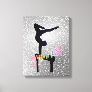 Gymnastics Funky Font Gymnast Abstract on Beam Canvas Print