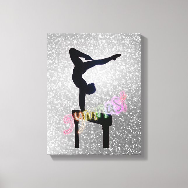 Gymnastics Funky Font Gymnast Abstract on Beam Canvas Print (Front)