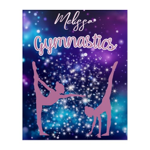 Gymnastics Galaxy Purple Turquoise Personalized Acrylic Print