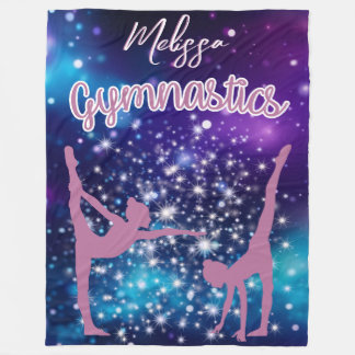 Gymnastics Galaxy Purple Turquoise Personalized Fleece Blanket