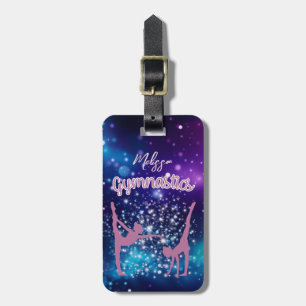 Gymnastics Galaxy Purple Turquoise Personalized Luggage Tag