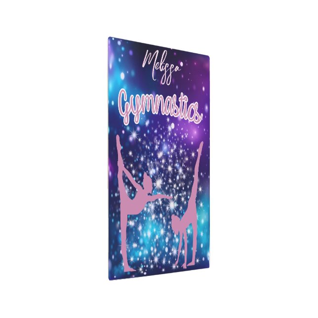 Gymnastics Galaxy Purple Turquoise Personalized Metal Print (Angled)