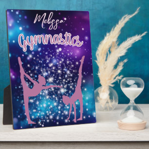 Gymnastics Galaxy Purple Turquoise Personalized Plaque