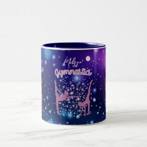 Gymnastics Galaxy Purple Turquoise Personalized Two_Tone Coffee Mug