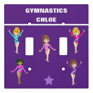 GYMNASTICS GIFT WITH 5 GYMNASTS PERSONALIZED LIGHT SWITCH COVER