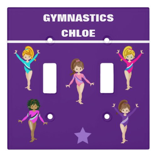 GYMNASTICS GIFT WITH 5 GYMNASTS PERSONALIZED LIGHT SWITCH COVER
