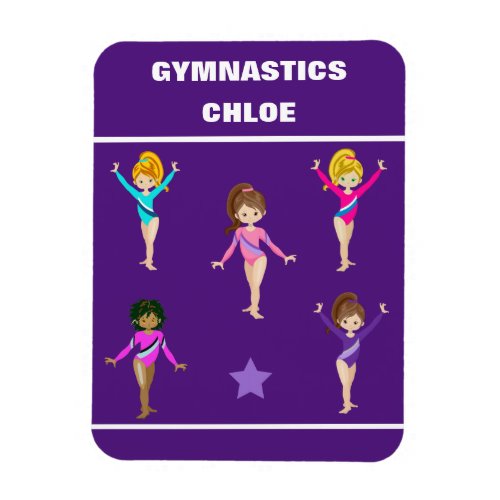 GYMNASTICS GIFT WITH 5 GYMNASTS PERSONALIZED MAGNET