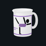 Gymnastics gifts, gymnastics performer custom drink pitcher<br><div class="desc">Gymnastics gifts, gymnastics performer custom beverage pitcher showcasing a minimalist black icon of a gymnast wearing a purple leotard with a purple border around. Personalize it and change text with monogram, name or your message. The perfect gift ideas for the gymnastics athlete, lover or those who do it as a...</div>