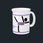 Gymnastics gifts, gymnastics performer custom drink pitcher<br><div class="desc">Gymnastics gifts, gymnastics performer custom beverage pitcher showcasing a minimalist black icon of a gymnast wearing a purple leotard with a purple border around. Personalize it and change text with monogram, name or your message. The perfect gift ideas for the gymnastics athlete, lover or those who do it as a...</div>