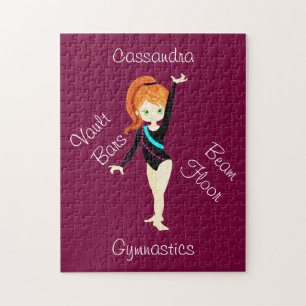 Gymnastics Ginger Hair, Green Eyes, Black Leo  Jigsaw Puzzle