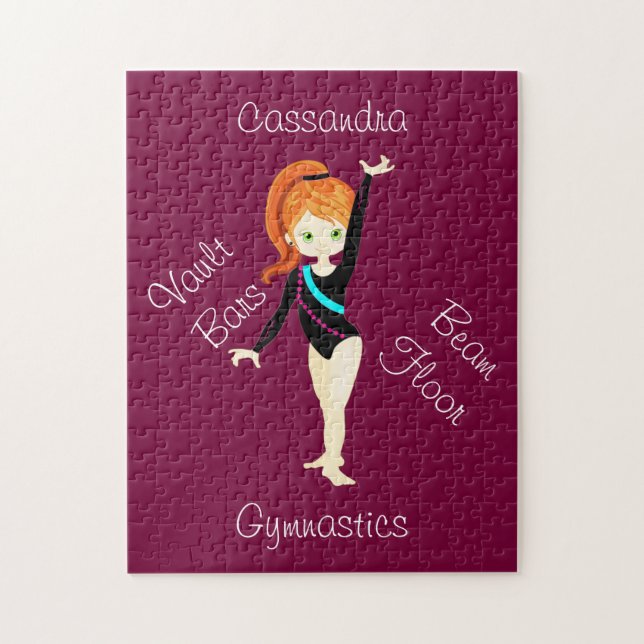 Gymnastics Ginger Hair, Green Eyes, Black Leo  Jigsaw Puzzle (Vertical)