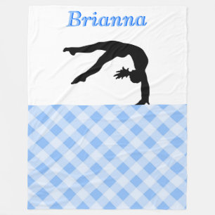 Gymnastics Girl Blissful in Blue Personalized Fleece Blanket