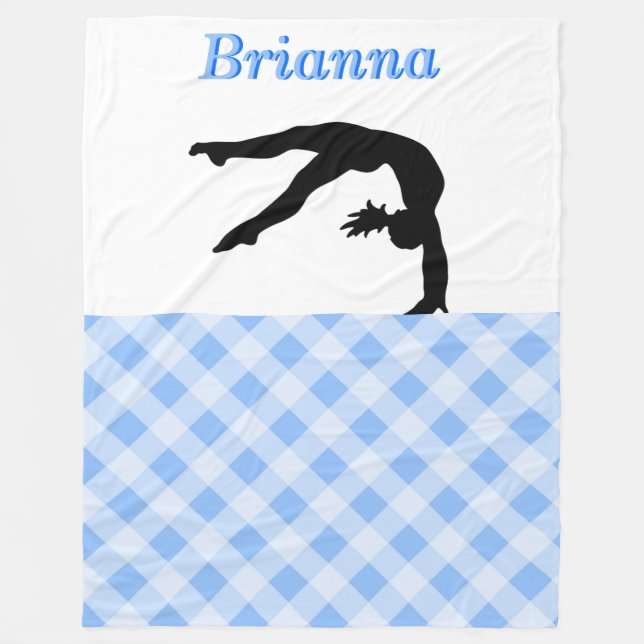 Gymnastics Girl Blissful in Blue Personalized Fleece Blanket (Front)