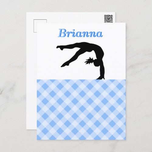 Gymnastics Girl Blissful in Blue Personalized Postcard