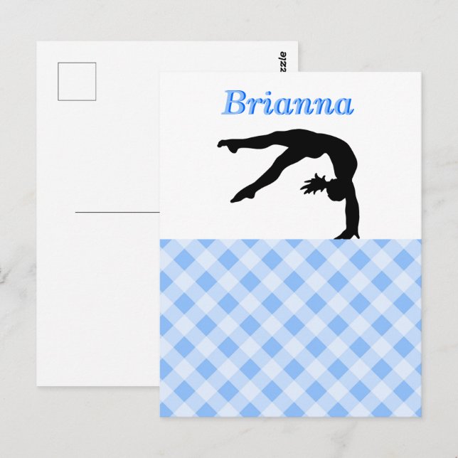Gymnastics Girl Blissful in Blue Personalized Postcard (Front/Back)