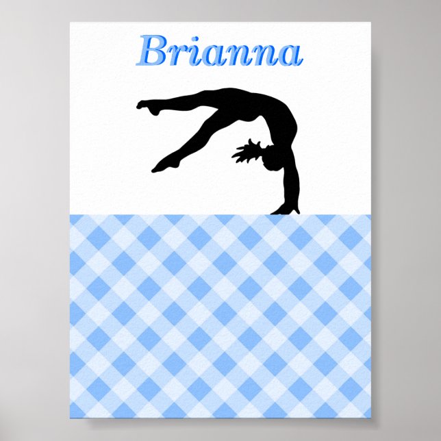 Gymnastics Girl Blissful in Blue Personalized Poster (Front)