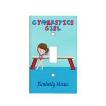 Gymnastics Girl Blue Monogram Cute Gymnast Room Light Switch Cover