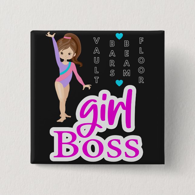 Gymnastics Girl Boss   Button (Front)