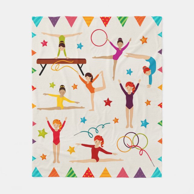 GYMNASTICS GIRL CLIPART QUILT FLEECE BLANKET (Front)