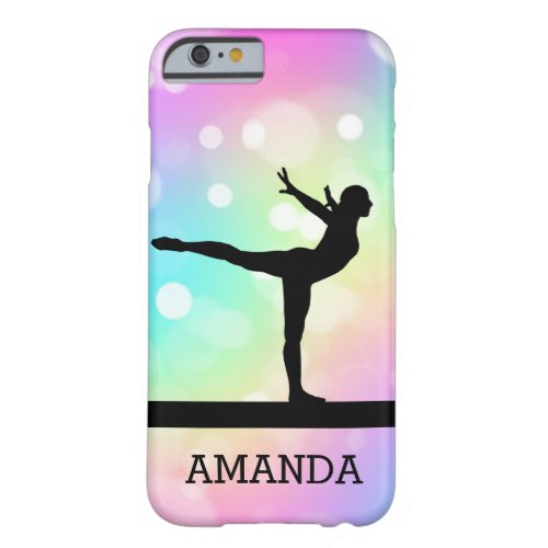 Gymnastics Girl Custom Name Sparkle Barely There iPhone 6 Case