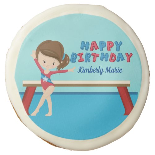 Gymnastics Girl Cute Gymnast Custom Birthday Party Sugar Cookie