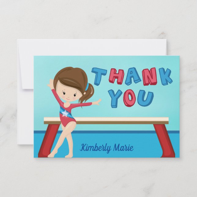 Gymnastics Girl Cute Gymnast Custom Thank You Card (Front)