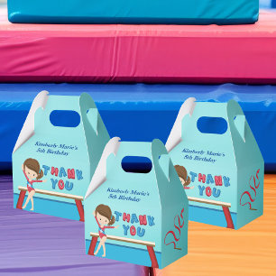 Gymnastics Girl Cute Gymnast Kids Birthday Party Favor Boxes