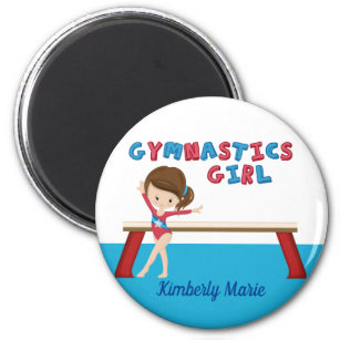 Gymnastics Girl Cute Personalized Gymnast Beam Magnet