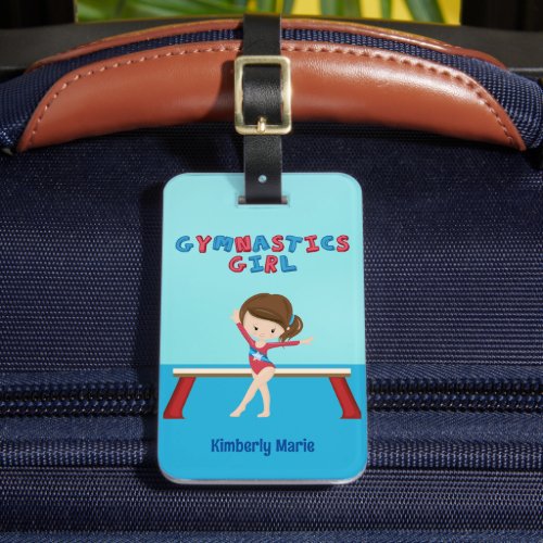 Gymnastics Girl Cute Personalized Gymnast Kids Luggage Tag