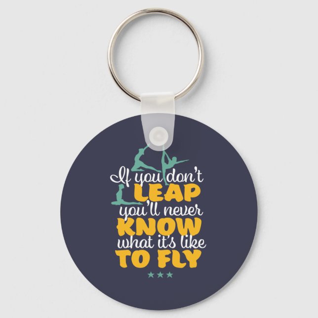Gymnastics Girl Gymnast Motivational Sports Quote Keychain (Front)