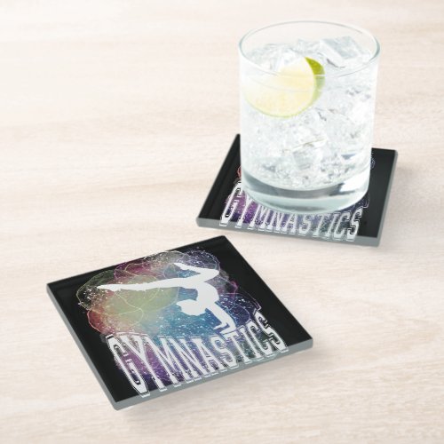 Gymnastics Girl Handstand Watercolor Glass Coaster