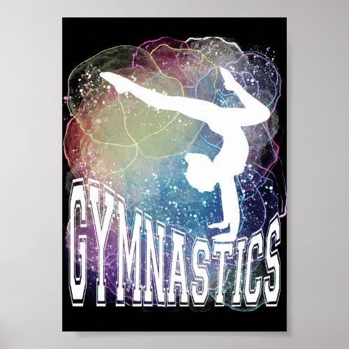 Gymnastics Girl Handstand Watercolor Poster