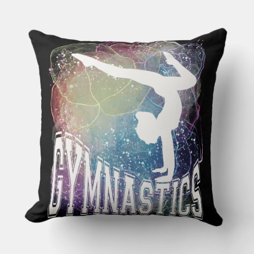 Gymnastics Girl Handstand Watercolor Throw Pillow