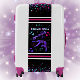 Gymnastics Girl Heart Doodle Personalized Luggage