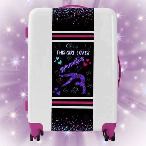 Gymnastics Girl Heart Doodle Personalized  Luggage