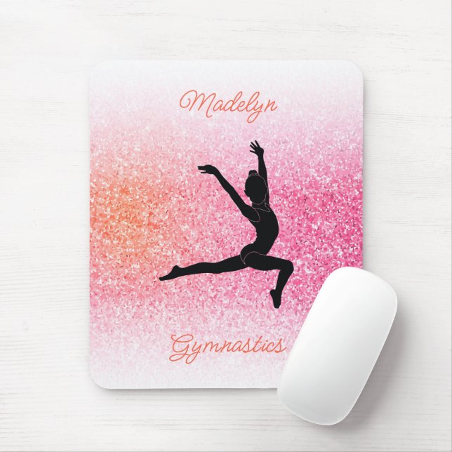 Gymnastics Girl in Gymnast Leotard Pink Tangerine Mouse Pad (With Mouse)