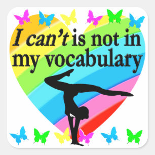 GYMNASTICS GIRL INSPIRATIONAL DESIGN SQUARE STICKER