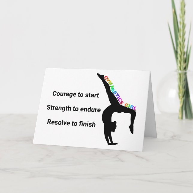 Gymnastics Girl Inspirational Quote Card (Front)