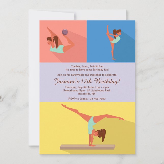 Gymnastics Girl Invitation (Front)