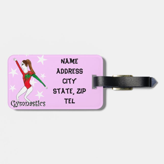 Gymnastics girl luggage tag (Back Horizontal)