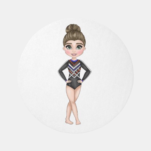 Gymnastics Girl on a White Round Rug for Girls