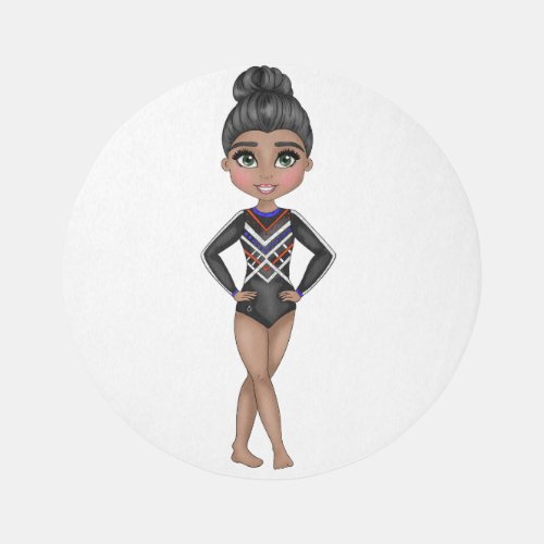 Gymnastics Girl on a White Round Rug for Girls