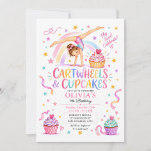 Gymnastics Girl Party Cartwheels & Cupcakes BD Invitation