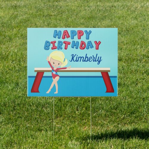Gymnastics Girl Personalized Birthday Party Yard Sign