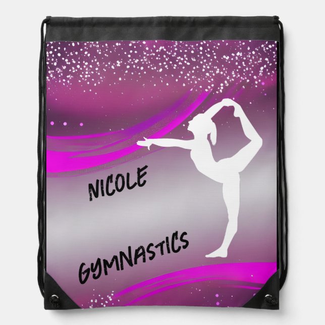 Gymnastics Girl Personalized  Drawstring Bag (Front)