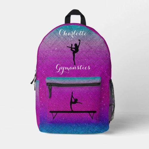 Gymnastics Girl Purple Blue Ombre Printed Backpack