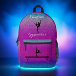 Gymnastics Girl Purple Blue Ombre Printed Backpack
